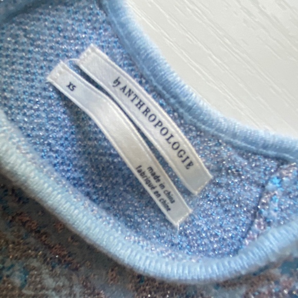 Anthropologie The Beatriz Mock-Neck Sweater Lurex Edition Blue Size XS - Picture 9 of 16